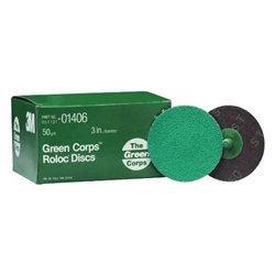 3M Green Corps Roloc Disc, 1406, 3", 50YF BOWES 3M 01406