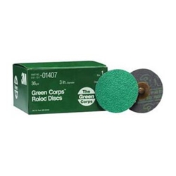 3M Green Corps Roloc Disc, 1407, 3", 36YF BOWES 3M 01407