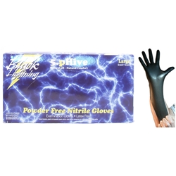Black Lightning Large Black Nitrile Gloves BOWES GL BLACK L