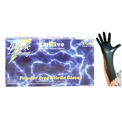 Black Lightning XL Large Black Nitrile Gloves BOWES GL BLACK XL