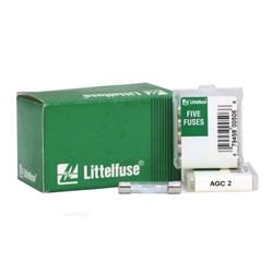 Littelfuse AGC 2 Box of 50 2amp Glass Fuse 