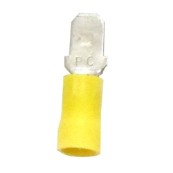 Terminal Quick Disconnect 1/4" Male Insulated Vinyl Yellow Bag of 100