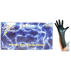 Black Lightning Medium Black Nitrile Gloves BOWES GL BLACK M