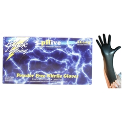 Black Lightning XXL Large Black Nitrile Gloves BOWES GL BLACK XXL